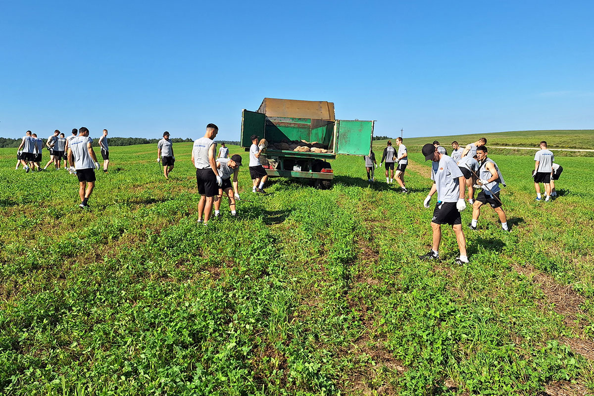 Вместо футбольного колхозное: игроки "Торпедо-БелАЗ" пошли работать в поле